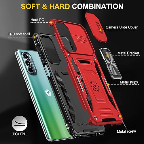 Miniatura 6 de Funda para Motorola Moto G Stylus 5G 2022 con protector de pantalla, clip para cinturón, grado militar, funda deslizante para cámara compatible con