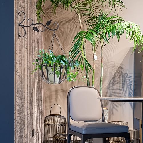 Miniatura 2 de DOITOOL 1 juego de macetas colgantes de metal, cesta de riel, cestas colgantes, soportes para macetas de balcón, cestas para plantas, contenedor de