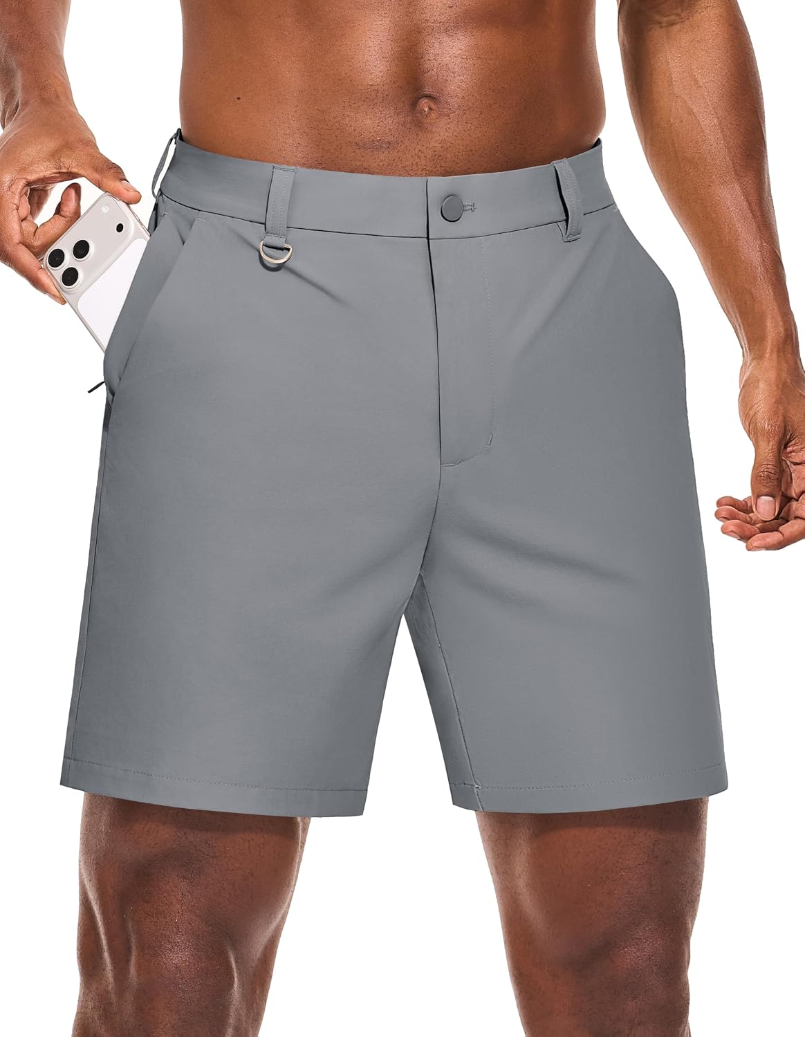 PULI Men's Golf Shorts 7 Inch Inseam Stretchy Water-Resistant with 5 Pockets for Travel Hiking Casual