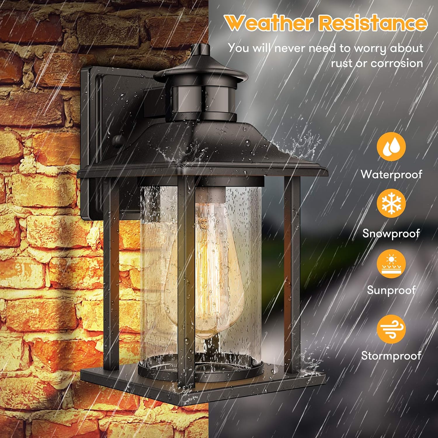 Bеѕt Cуbеr Mоndау 🔥 Exterior Outdoor Wall Lantern with Motion Sensor, Waterproof Dusk to Dawn Porch Light Fixtures Wall Mount, Anti-rust Wall Sconce with Seeded Glass for Entryway Doorway Garage Balcony, Motion Activated
