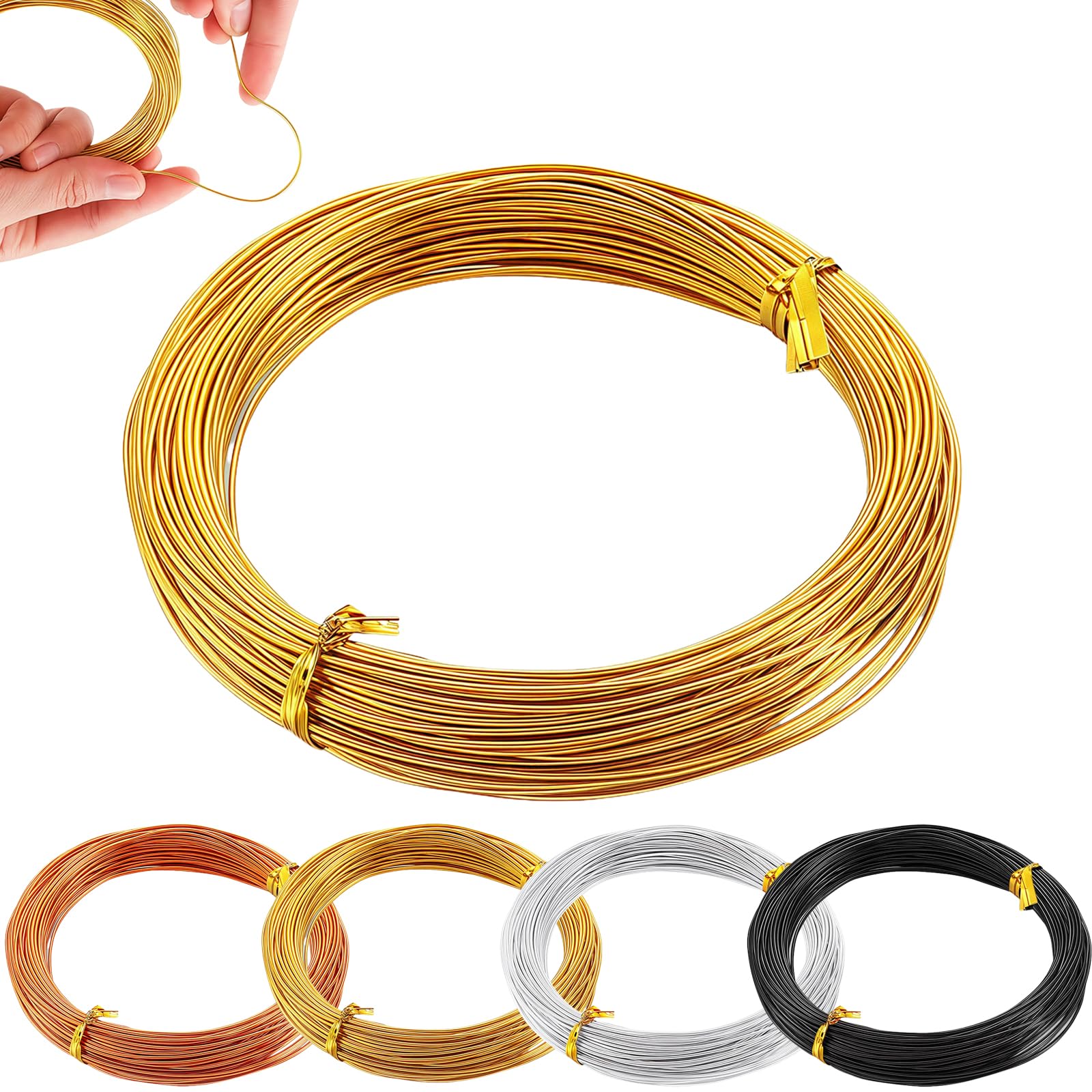 9 Gauge 3mm Aluminum Craft Wire Gold,32 Feet Bendable Sculpting Metal Wire,Metal Crafting Wire for Sculpting,Wreath Craft,Floral Making,Jewelry Making,Weaving and Wrapping Gold Wires