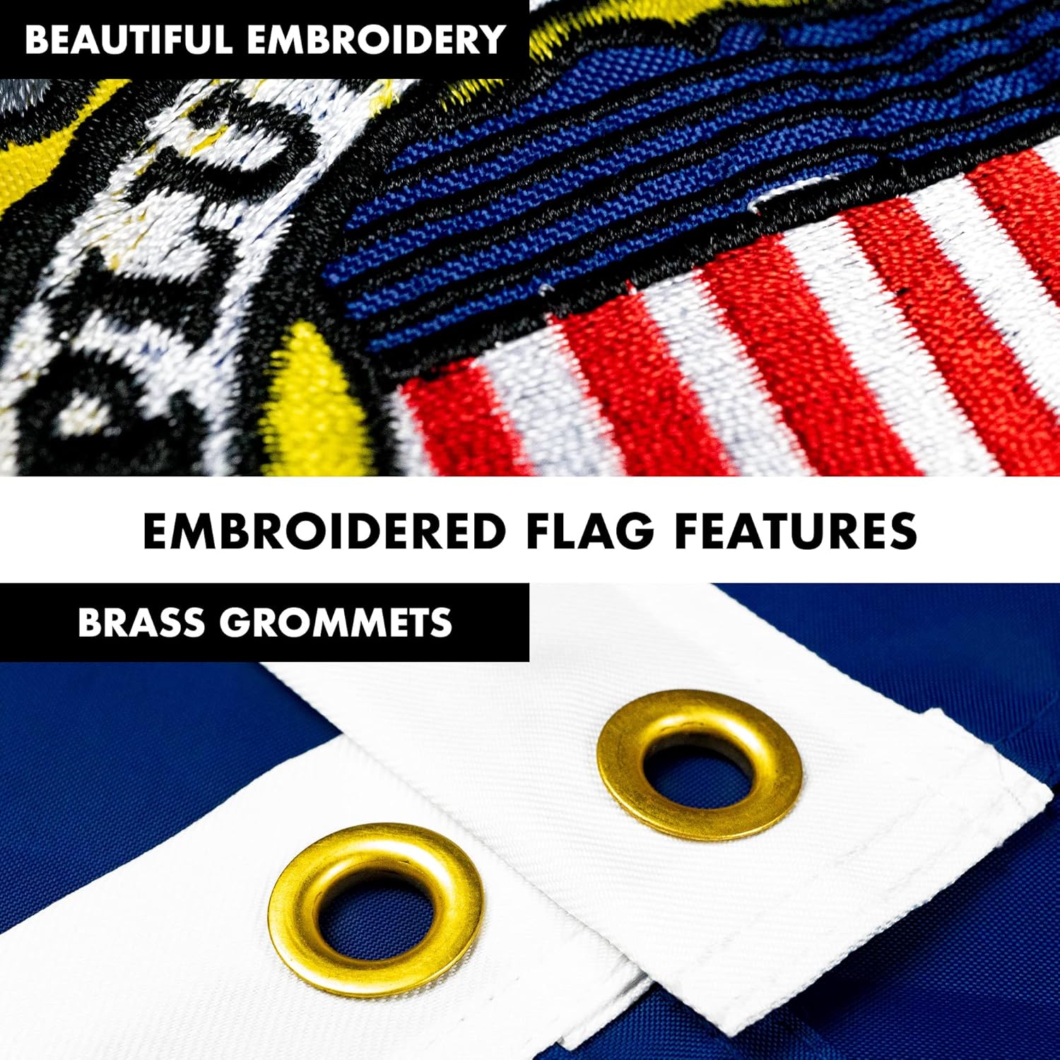 G128-6 Feet Spinning Flagpole (White) Wisconsin Double Sided Brass Grommets Embroidered 3x5 ft (Flag Included) Aluminum Flag Pole