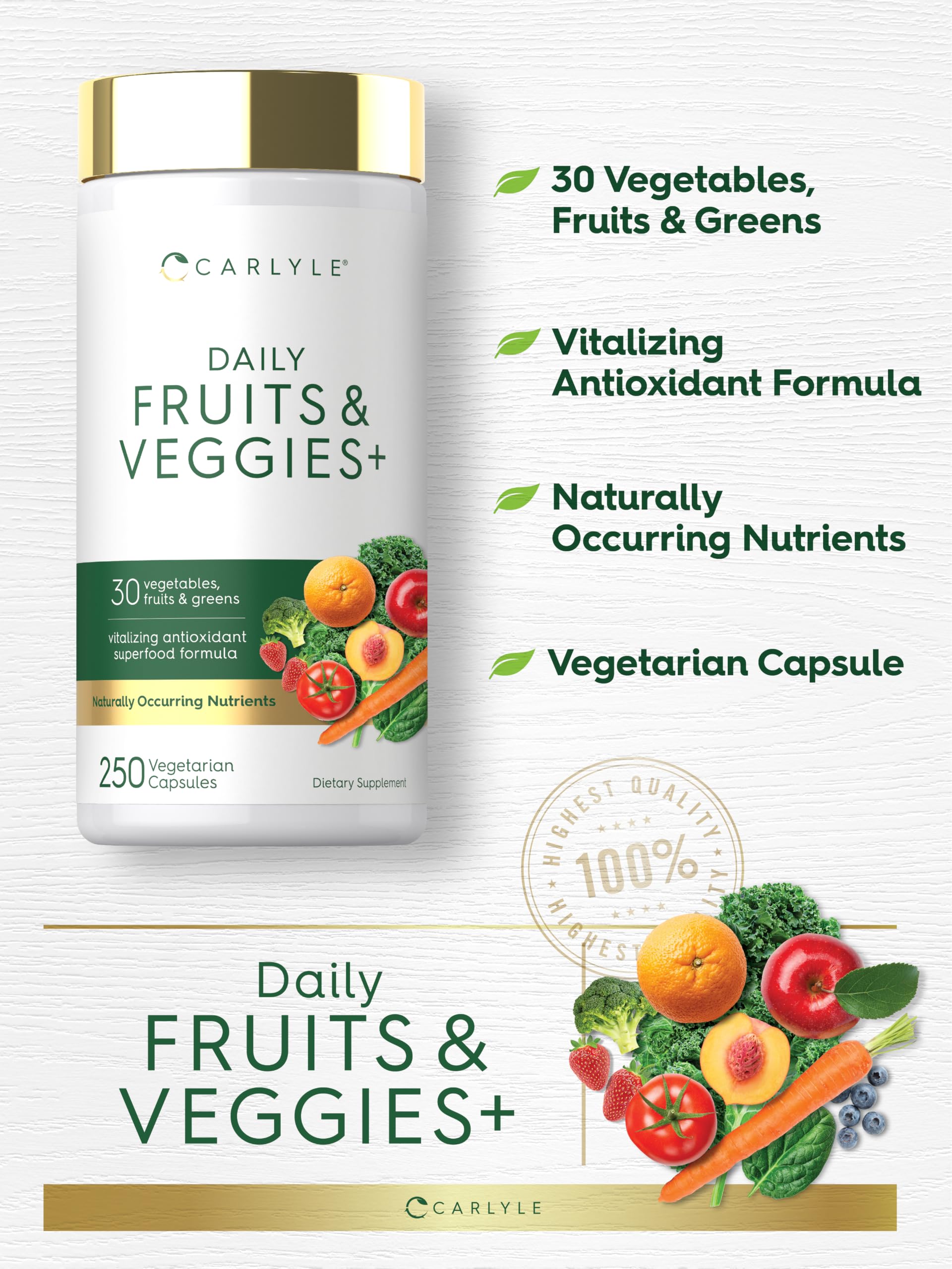 Amazon.com: Carlyle Fruits and Veggies Supplement | 250 Capsules 