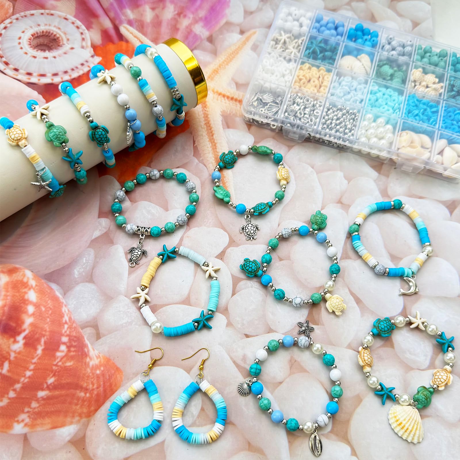 Amazon.co.jp: 1860個 オーシャンビーズ ブレスレット製作キット用