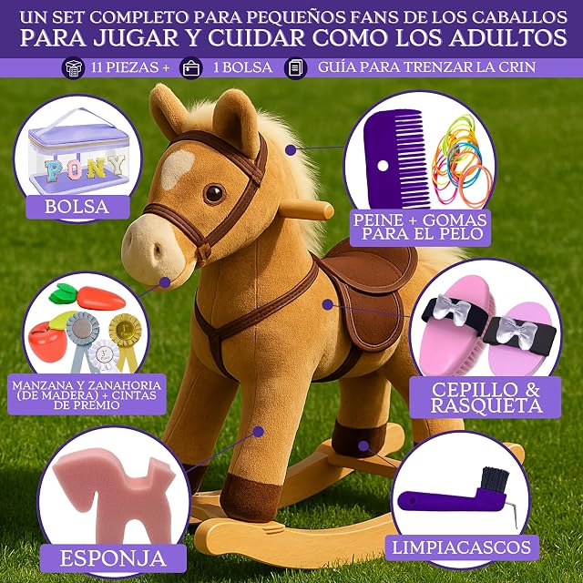 Foto 3 de 8 de Hobby Horse Accesorios - Set de Cuidado de Caballos con Bolsa, cepillos, limpiacascos y Lazos