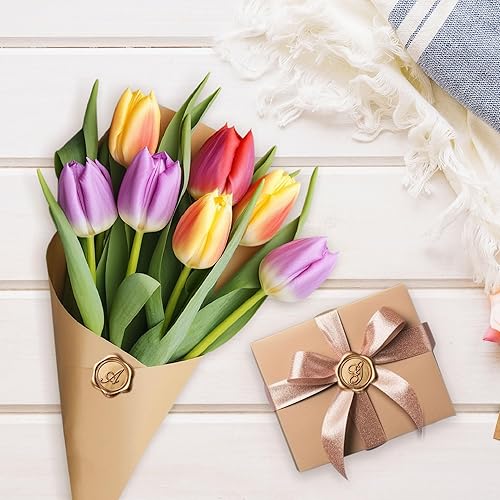 Miniatura 6 de Yoption Calcomanías adhesivas de cera del alfabeto P con inicial, paquete de 100 calcomanías para sellos de cera de letras, sellos de sobre,