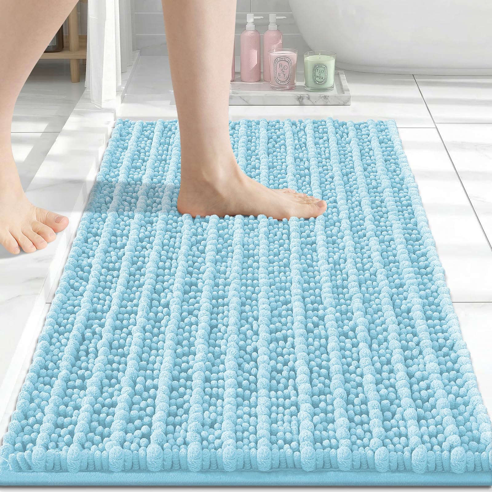 Arotive Bathroom Rugs Mat 30x17, Soft Absorbent Chenille Shaggy Bath Mat