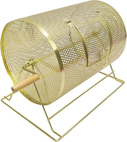 FixtureDisplays® Tambor de rifa de metal, vaso de sorteo de la suerte, hilandero de lotería para puerta de fiesta, tambor de 12 pulgadas de