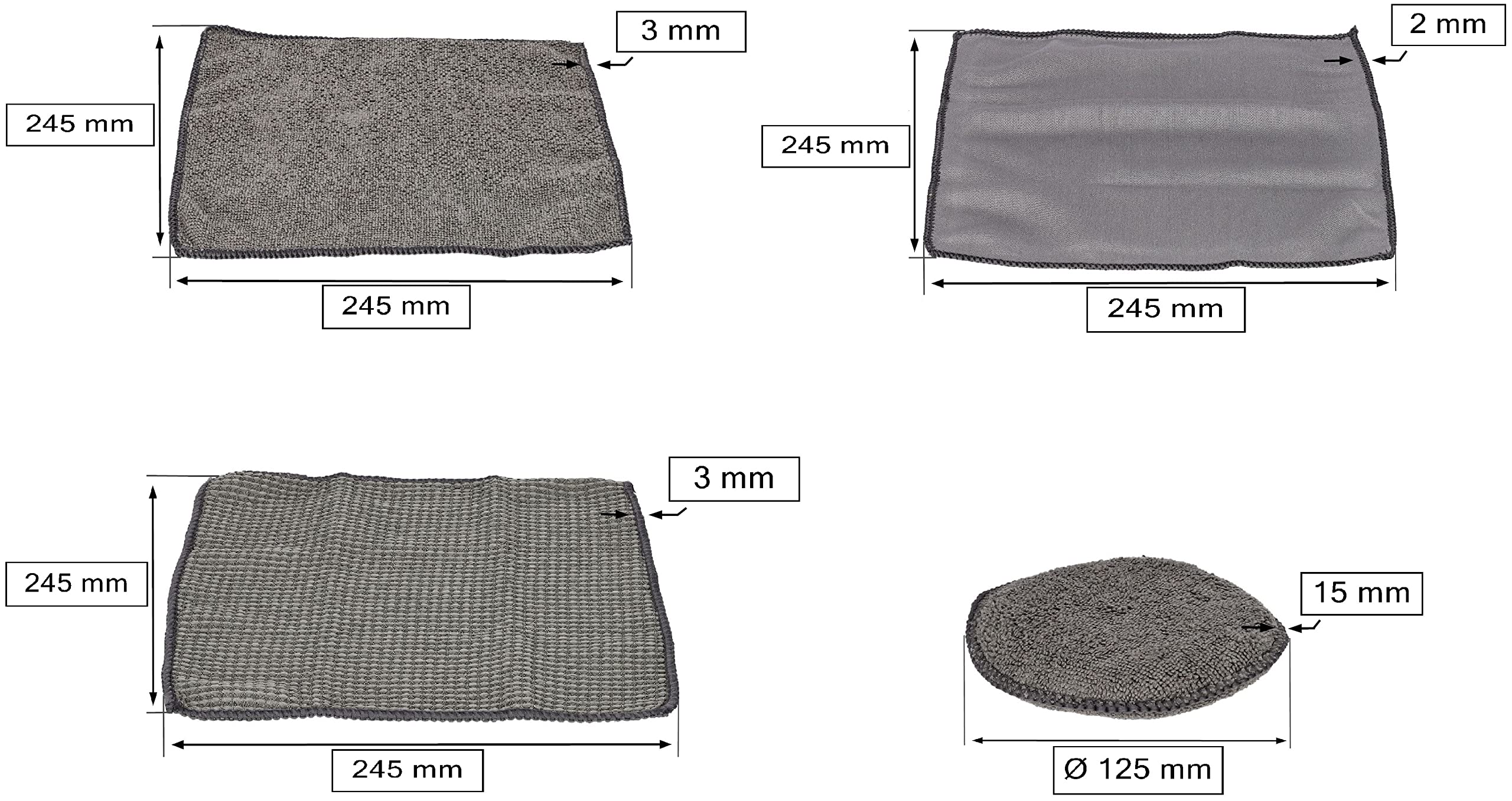 KOTARBAU® Juego de 9 esponjas y paños de Microfibra para el Lavado del Coche, 3 paños, 3 Almohadillas de Pulido, 1 Esponja de Doble Cara, 1 manopla, 1 Cepillo de Mango, Color Gris, Limpieza eficiente