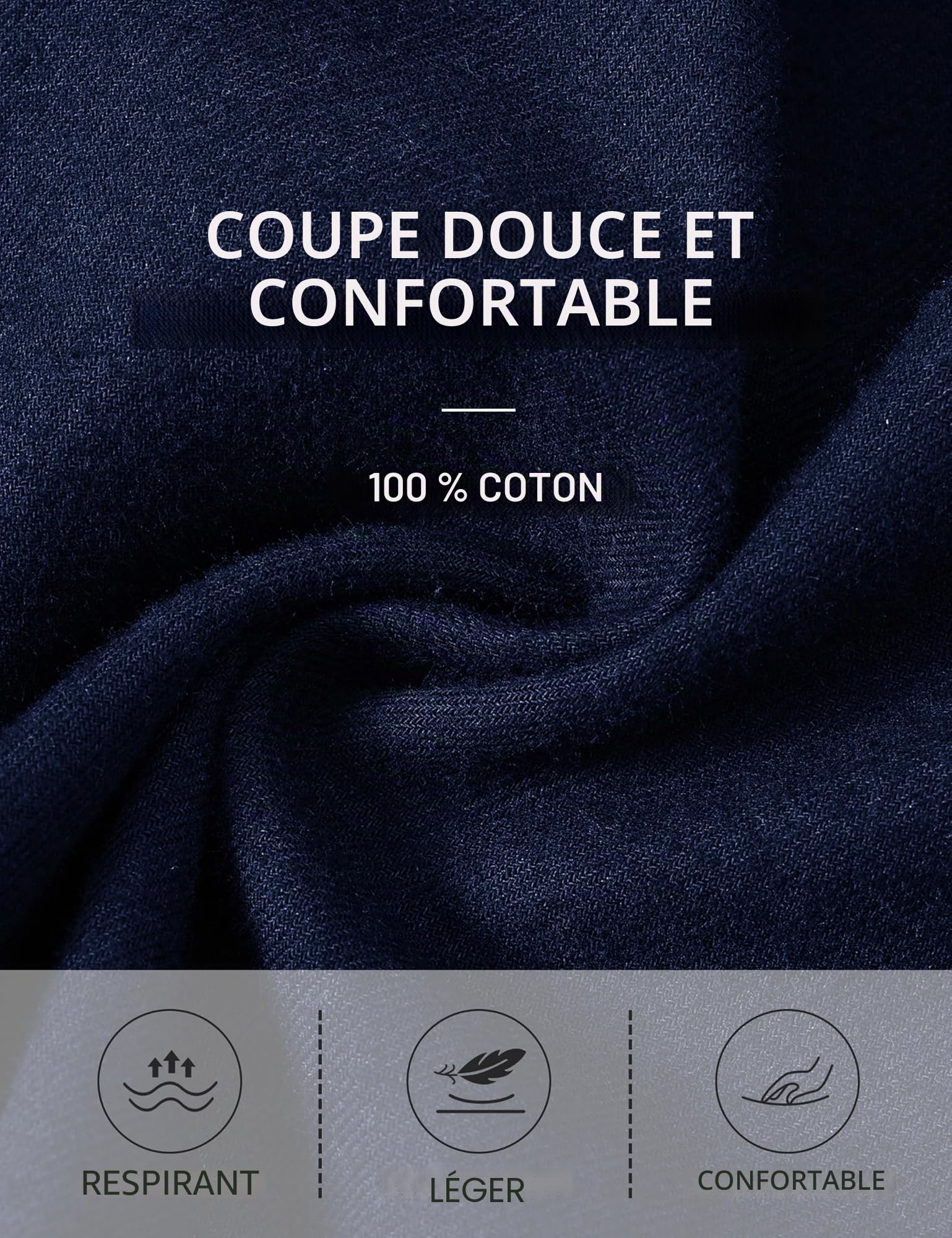 MoFiz Pyjama Homme Coton Ensemble de Pyjamas Col V avec Boutons Hiver Long Vêtements de Nuit Manche Longue Hauts et Pantalon de Pyjama
