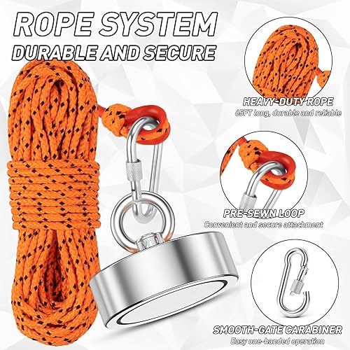 Miniatura 5 de FINDMAG Kit de imanes de tierras raras de alta resistencia, imanes de neodimio grandes con perno de ojo avellanado para pesca y elevación