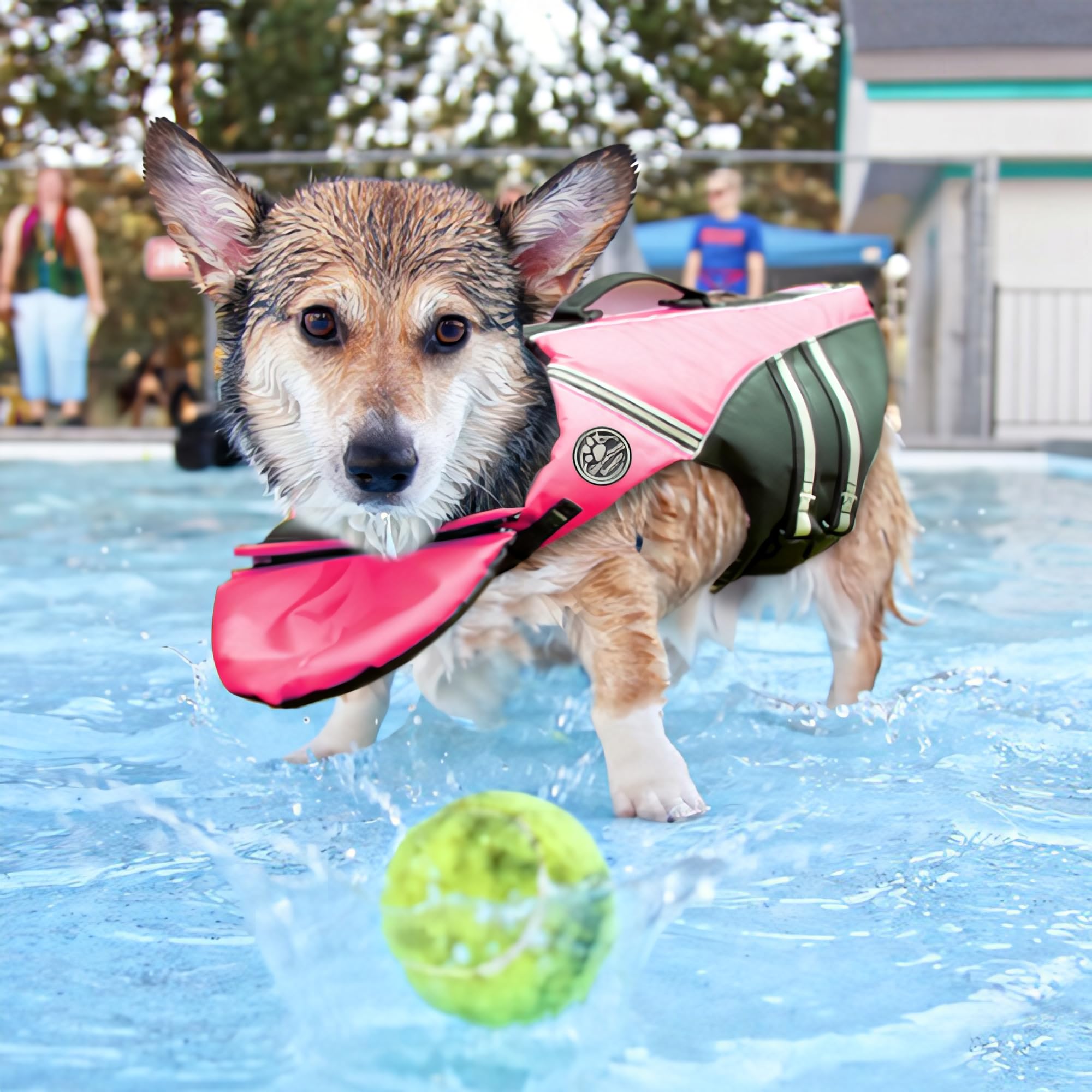 Mklhgty Giubbotto di salvataggio per cani, riflettente con collo rimovibile, galleggiante, ad alta galleggiabilità, per nuoto e canottaggio, costume da bagno di sicurezza per animali domestici