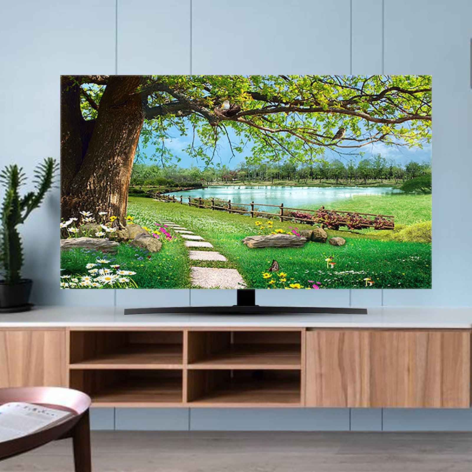 Osłona telewizora do wnętrz, antystatyczny poliester Obrazy krajobrazowe Uniwersalny druk Odporny na kurz Osłona telewizora, do dekoracji biura domowego Osłony przeciwpyłowe do telewizora (Color : Na