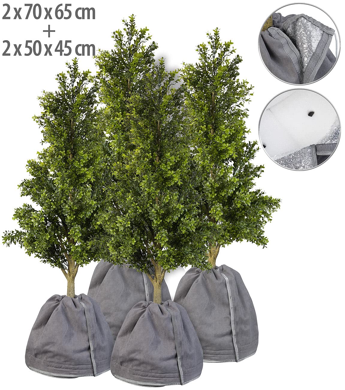 Royal Gardineer Thermohülle für Pflanzen: 4er-Set Thermo-Topfschutz für Pflanzen, je 2X 50 x 45 cm & 70 x 65 cm (Blumentopfschutze, Winterschutz Hauben, Gewächshaus)