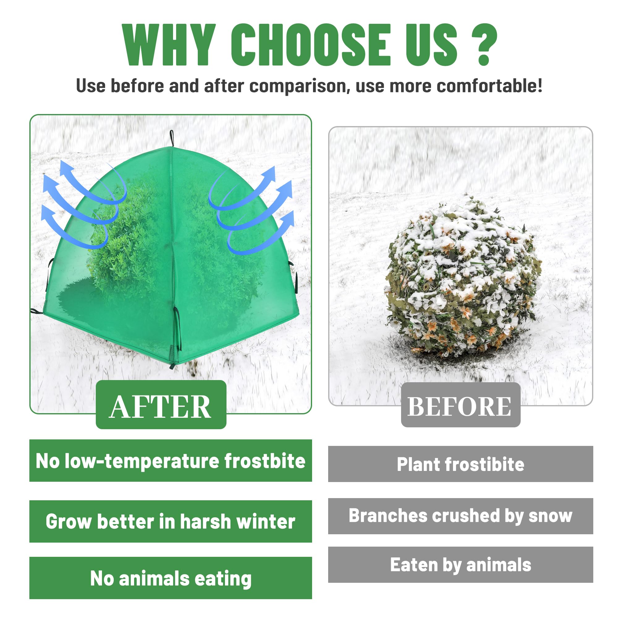 Paquete de 2 cubiertas de invierno para plantas, protección contra la congelación, cubiertas de arbustos, tiendas de campaña cálidas para invierno, protección contra heladas para plantas al