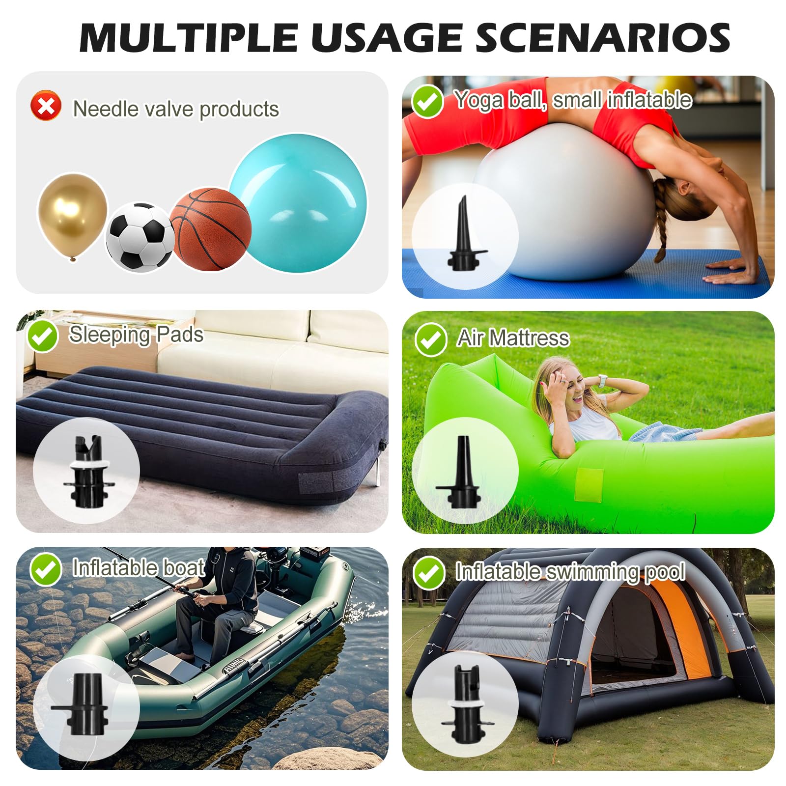 Pompe Électrique 600W, Gonfleur Matelas Gonflable avec 5 Embouts, Pompe Matelas Gonflable, Gonfleur Matelas pour Airtrack, Bateaux Gonflables, Bouées, Piscines et Lits d’Eau