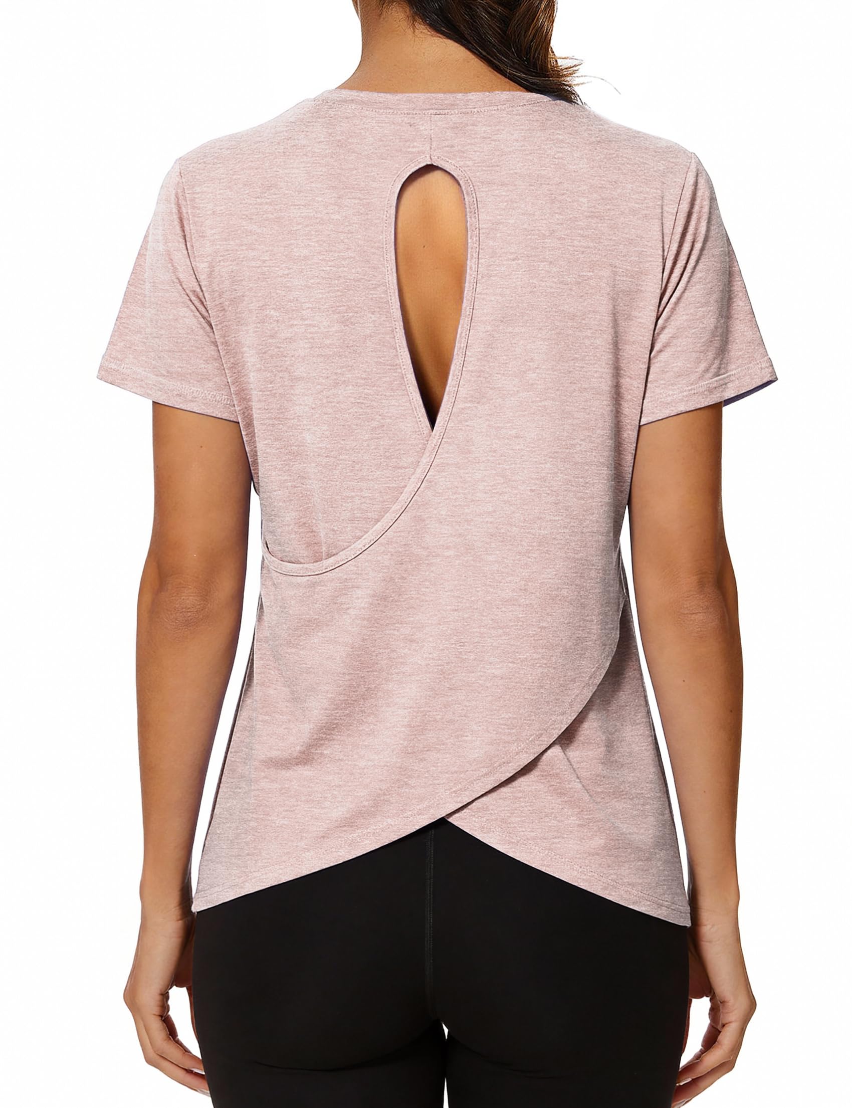 Camiseta Deportiva Mujer Manga Corta Cuello Redondo Transpirable y de Secado Rápido para Fitness Yoga Running Entrenamiento S-XXL