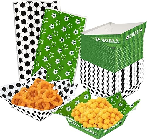 200 bandejas de papel para comida de fútbol, bandejas desechables para nachos con papel de revestimiento resistente a la grasa, hojas de papel