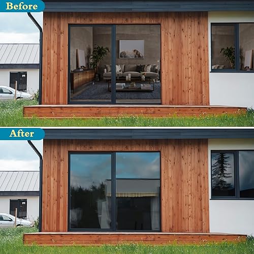 Miniatura 7 de Ohmywor Película de privacidad unidireccional para ventana, bloqueo solar, anti UV, película de tinte para ventana, control de calor, espejo diurno,