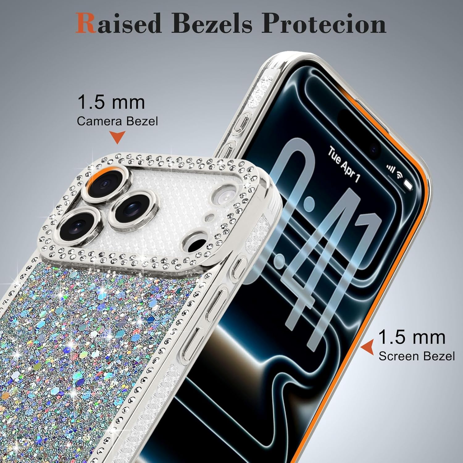 Lafunda for iPhone 17 Pro Max Case Glitter, Luxury Shiny Bling Sparkly Bumper Cover with Crystal Diamonds for Women Girls Soft Slim Shockproof Protective Phone Case for iPhone 17 Pro Max 6.9", Sliver - Image 4