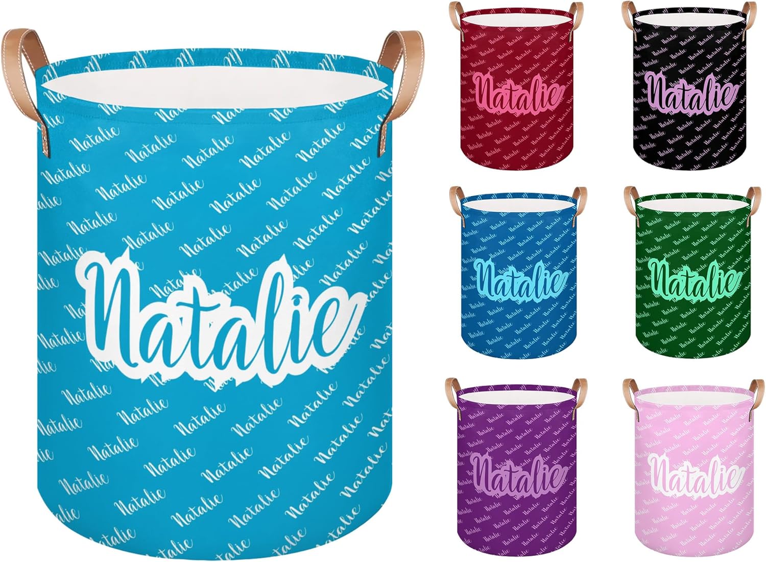 Personalized Laundry Basket, Custom Gift Laundry Hamper, Collapsible Nursery Waterproof Laundry Baskets, Dirty Clothes Toy Hamper with Handles Name Hot Pink