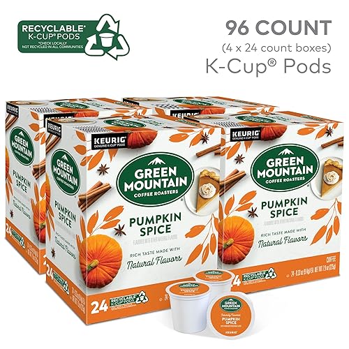 Miniatura 4 de Green Mountain Coffee Roasters Cápsulas Keurig K-Cup individuales de café de tostado ligero con sabor a calabaza especiada, 24 unidades, paquete de 4