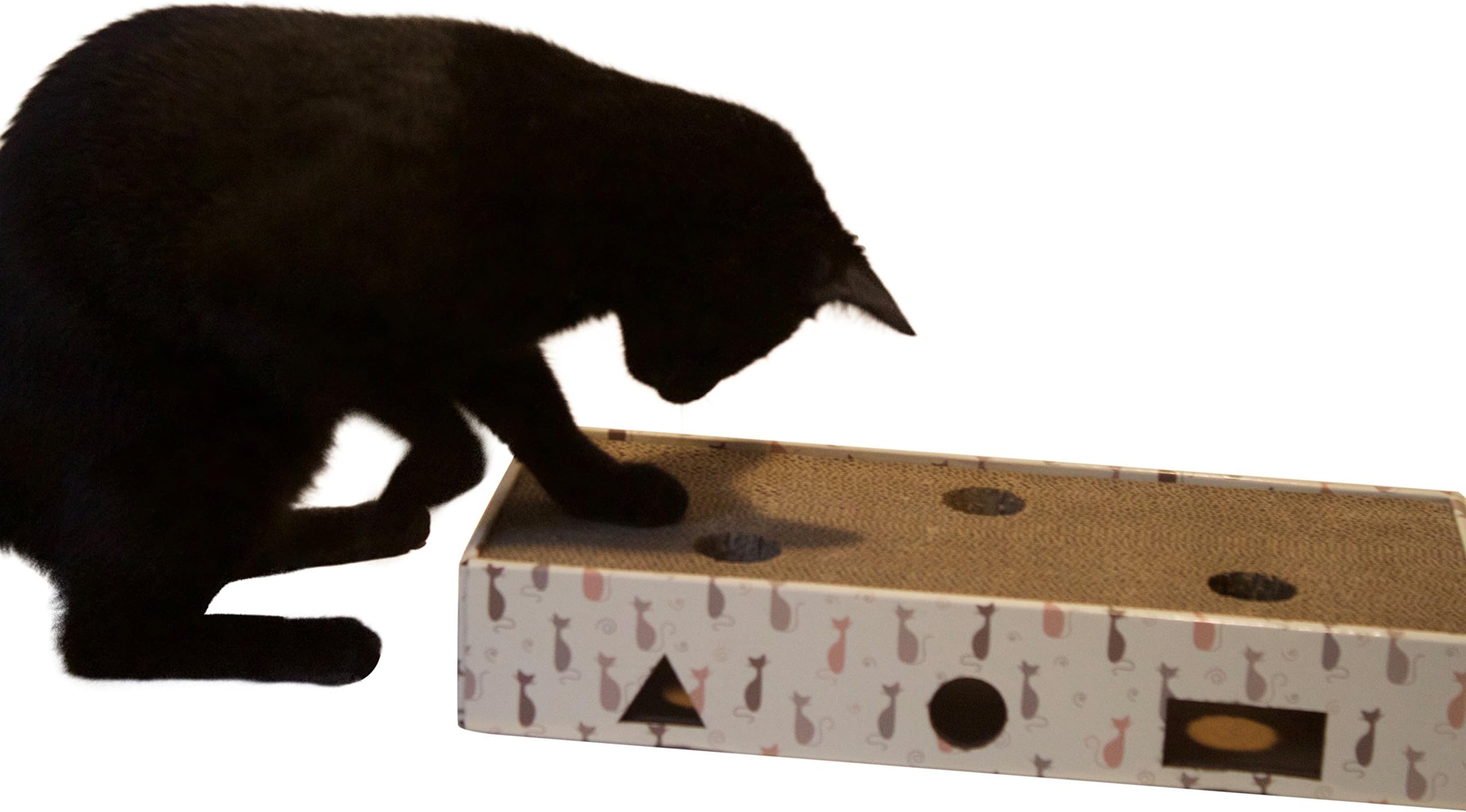 Feline Be Mine Cardboard Cat Scratcher - Durable Scratching & Stretching Pad, Kitten Lounger, Sturdy Eco-Friendly Design, Pet Ball Toy for Exercise & Fun, Protects Furniture