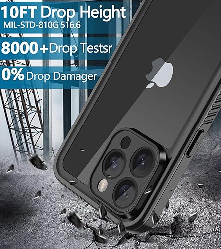 Miniatura 3 de Diverbox Funda para iPhone 15 Pro de 10 pies impermeable a prueba de golpes a prueba de caídas a prueba de caídas a prueba de polvo protector de