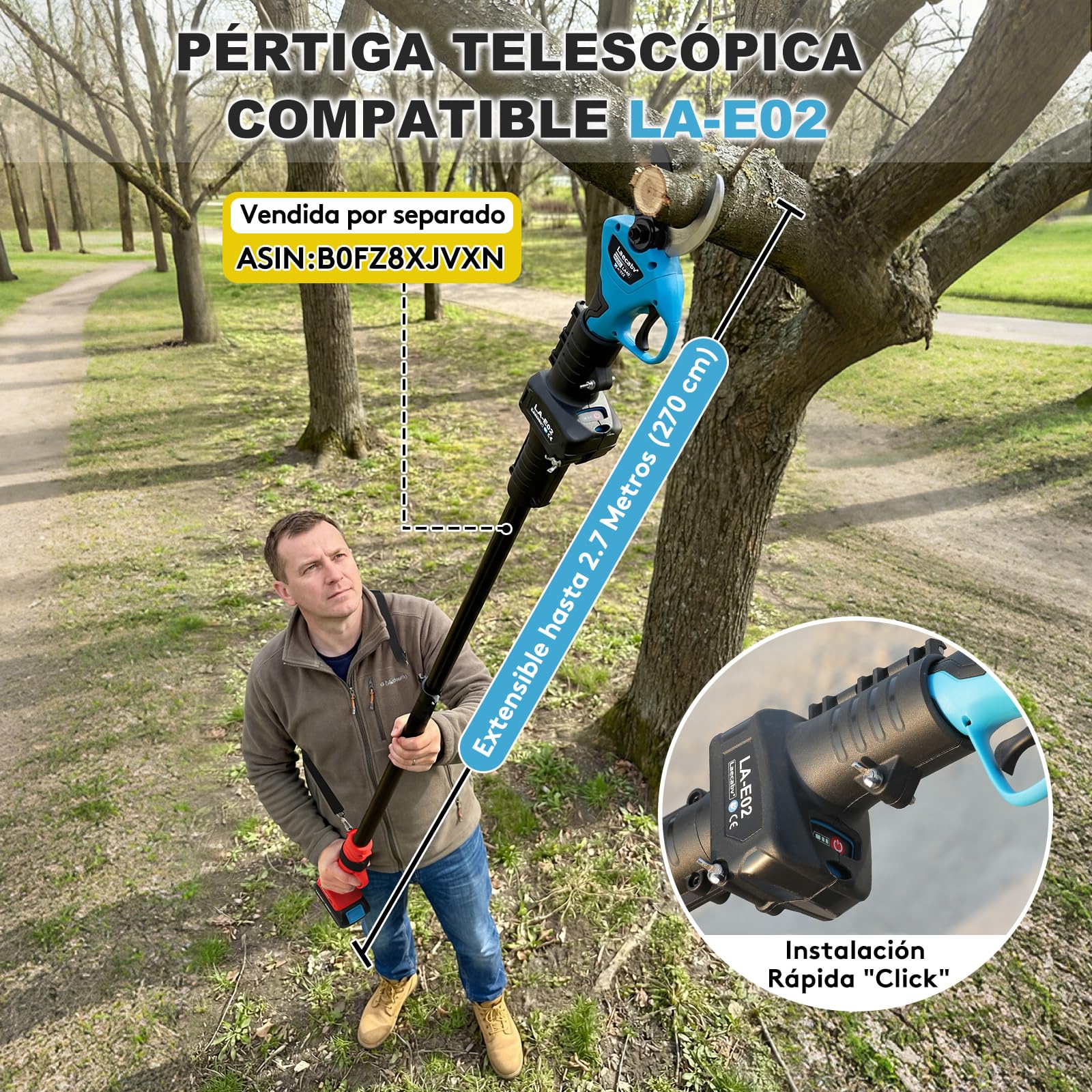 Laecabv Tijeras de podar electricas 40mm progresivo 2 Recargable Litio Batería para jardinería viñedos árboles frutales
