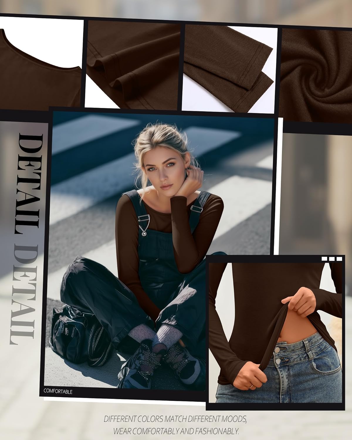 4 Pack Women's Long Sleeve T-Shirts Boat Neck Fitted Soft Basic Tops Casual Cotton Blend Layering Stretchy Tees - Image 2