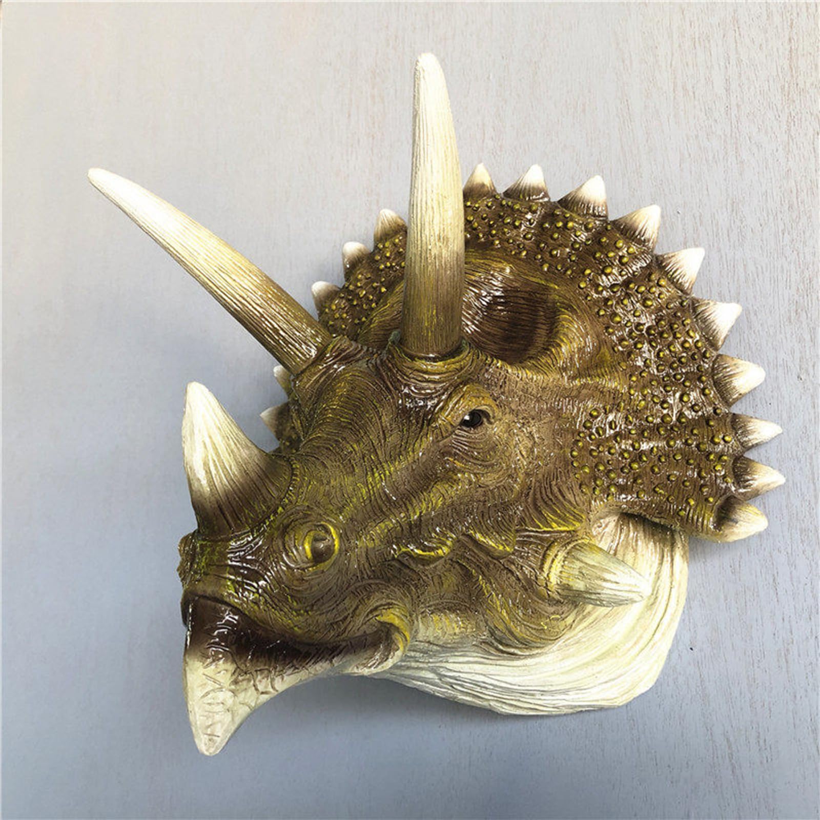 YXCQHZM Dekoracja ścienna z głową dinozaura - Triceratops montowana na ścianie rzeźba tablica figurka - realistyczna replika sztuki ściennej 3D do dekoracji domu
