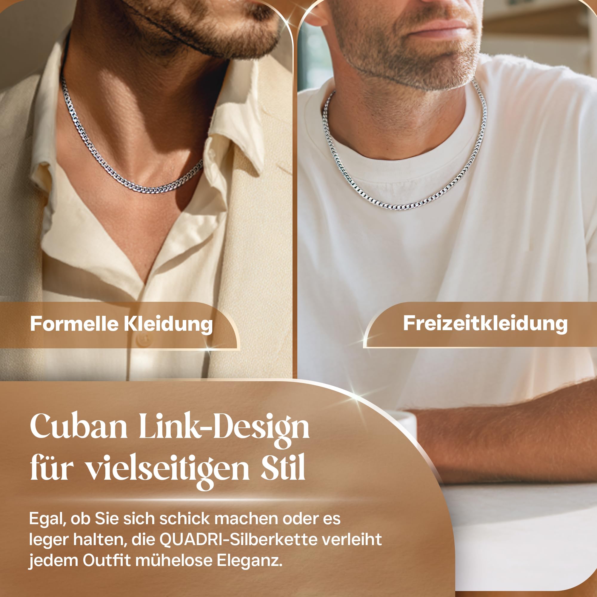 QUADRI - Kette Herren Silber | Silberkette 925 Silber - Halskette Herren
