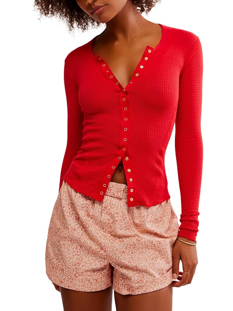 Red Free People Going Places Cardi