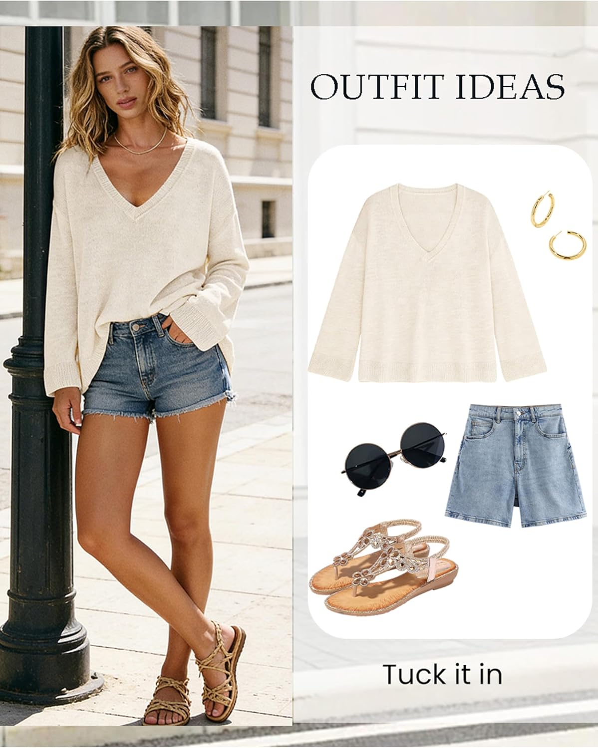 Dqbeng Womens V Neck Oversized Sweater Pullover Lightweight Slouchy Long Sleeve Loose Fit Casual Spring Tunic Tops - Image 7