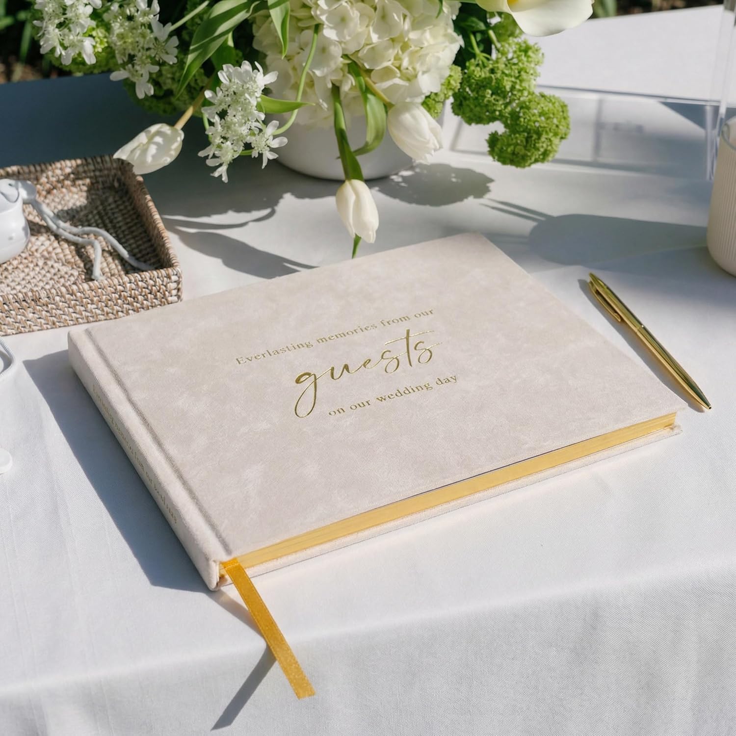 ZICOTO Beautiful Wedding Guest Book for Your Wedding Reception - Simply Elegant Velvet Guestbook to Sign in and Add Polaroid Photos - The Perfect Bridal Shower Guest Book for The Special Day