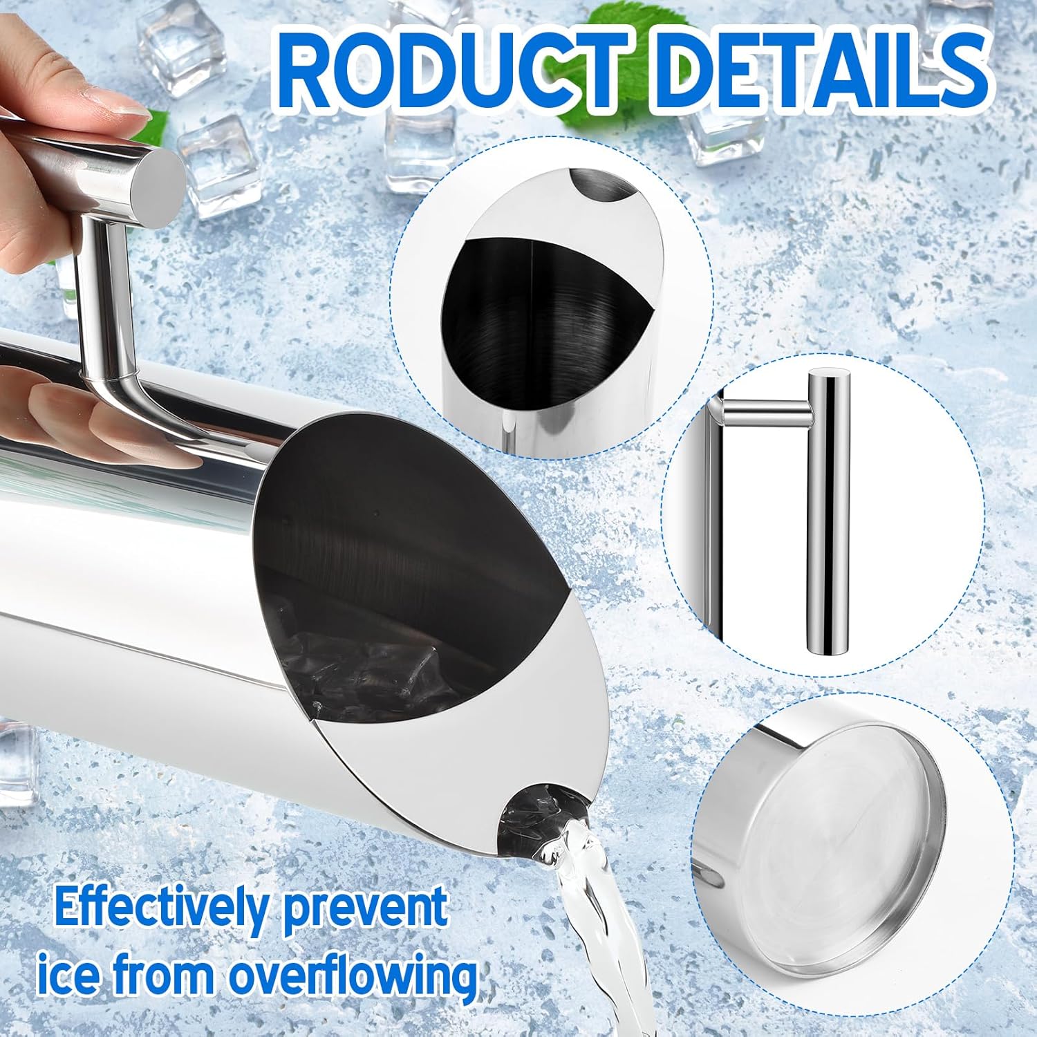 Stainless Steel Water Pitcher 53oz Modern Metal Pitcher with Ice Guard Silver Carafe Drink with Handle or Iced Hot Drink Tea Juice Coffee Beer - Image 3