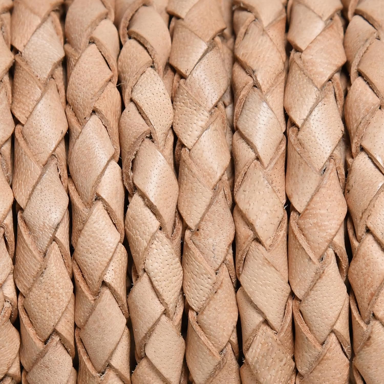 String Cord for Making Necklace, Bracelets and Jewellery, Genuine Cowhide Leather Round Braided String Bolo Tie Cord Rope for Shoe Laces and DIY Crafts (Natural, 5mm)