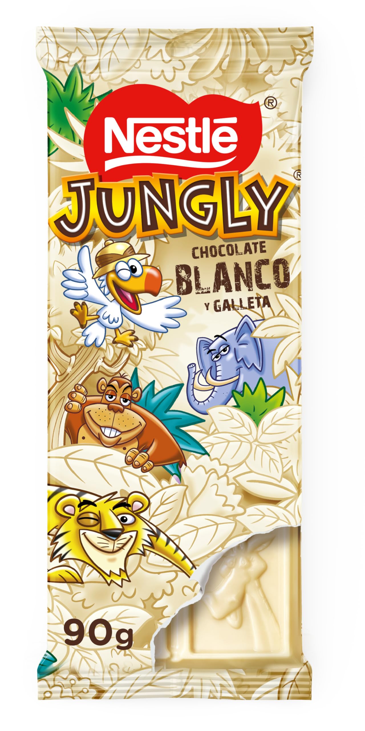 NESTLÉ JUNGLY Chocolate blanco y galleta 19x90g