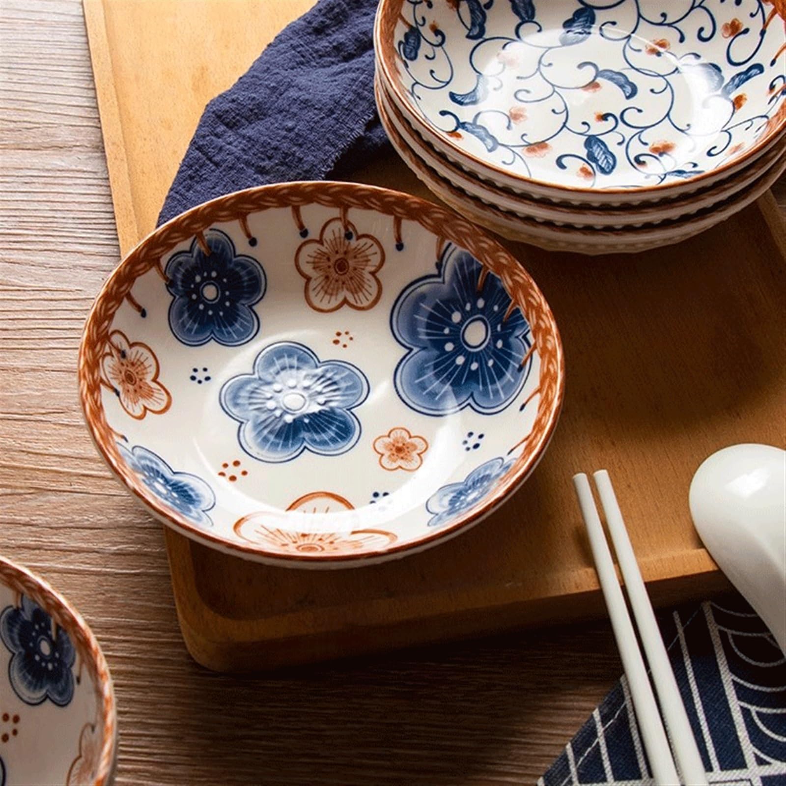 Couverts en céramique, bol à salade, bols à tremper en céramique de style japonais, plats d'assaisonnement, assiettes à collation, applicabilité aux sushis, à la sauce soja, aux desserts, aux fruits