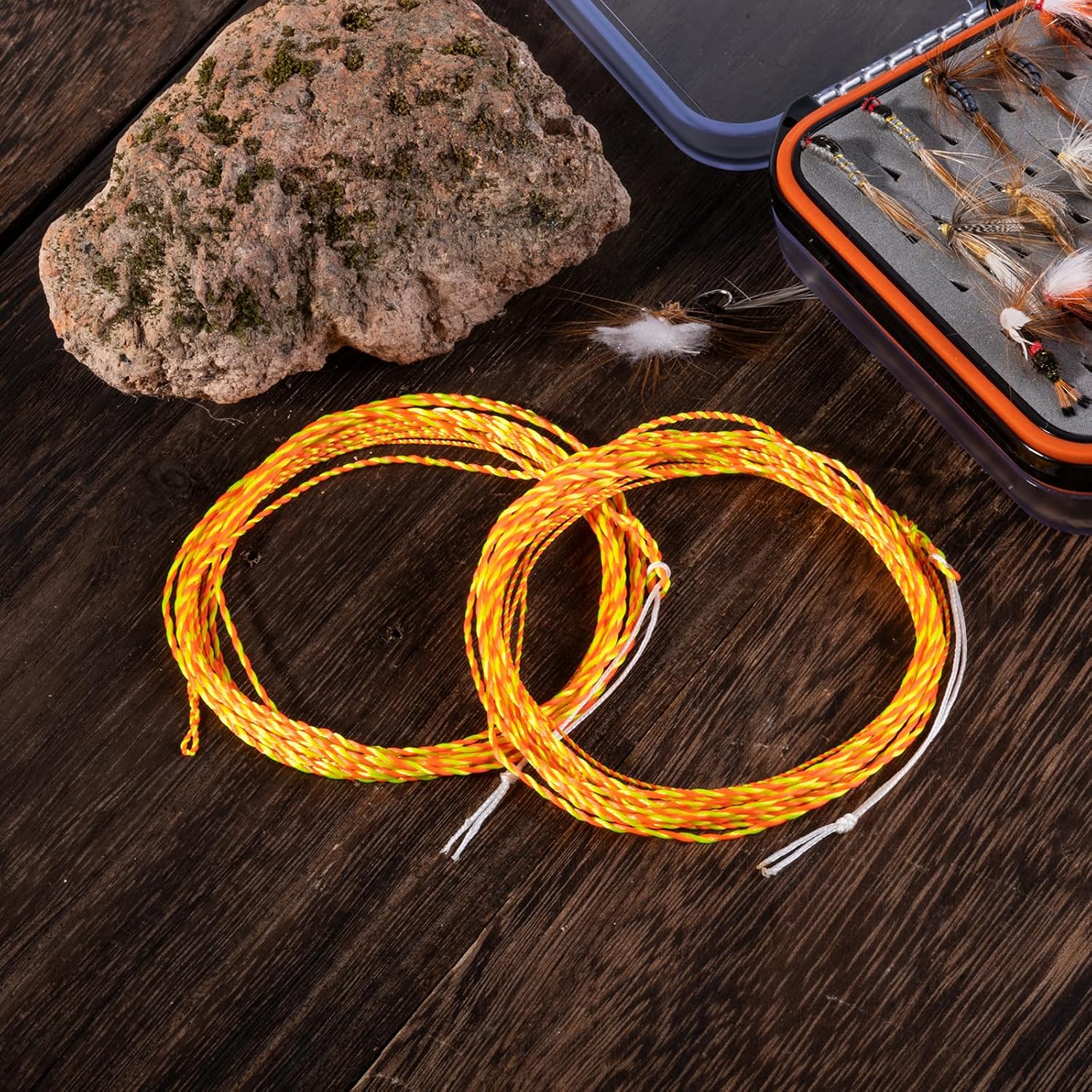 Goture Tenkara Fly Line Набор из 2 комплектных леск Tenkara Рыболовные снасти Легкая нейлоновая леска длиной 10,8 футов (3,6 м) Разных цветов по 2 штуки / Оранжевый и желтый по 2 штуки / Разные цвета + Оранжевый &, фото 6