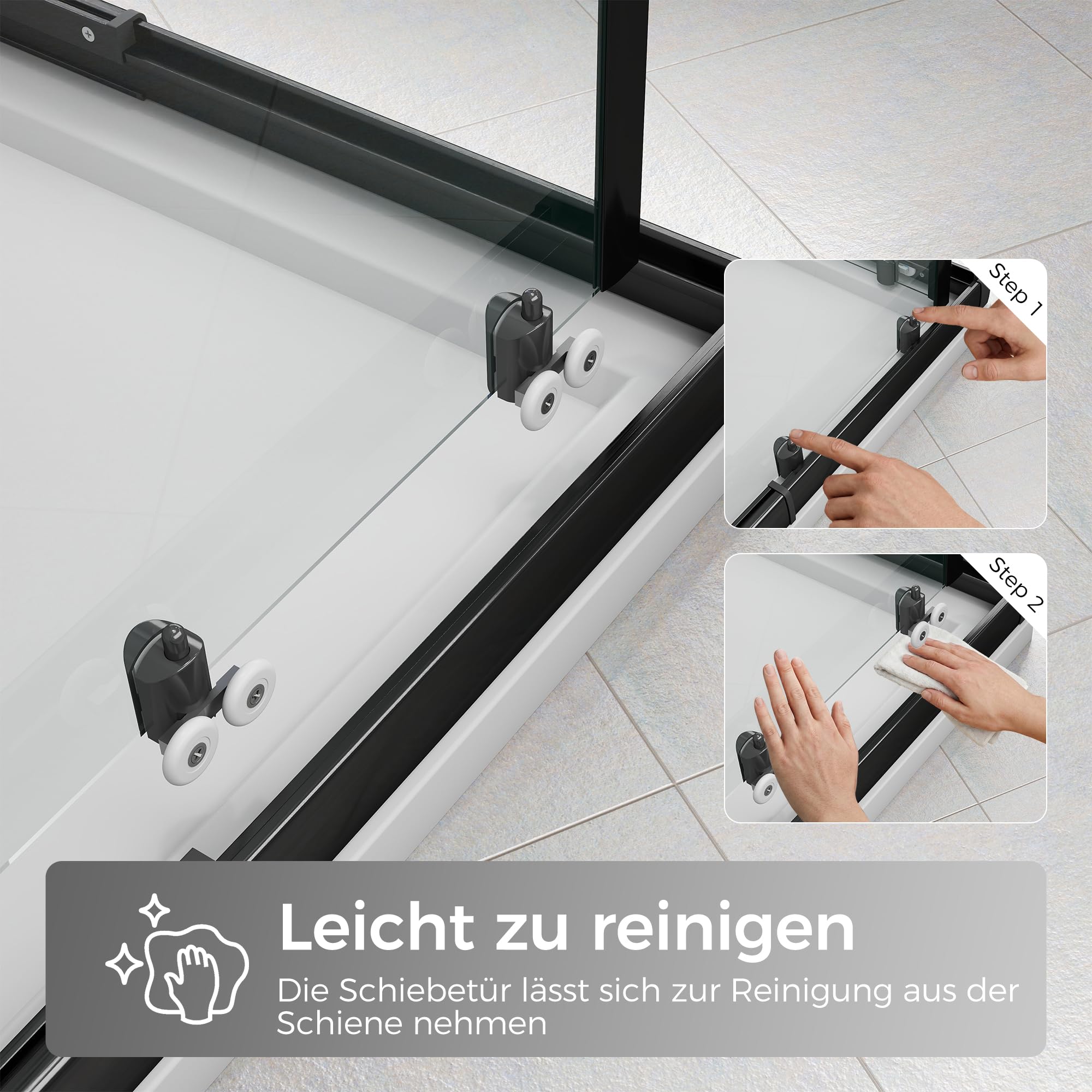 STARLEAD Duschkabine Variabel 75-90 cm – Flexibler Eckeinstieg Passend für Duschkabine 90x90 & 80 x 80, 180cm 4mm ESG Sicherheitsglas, Magnetdichtung, Moderne Komplettdusche, Schwarz Matt