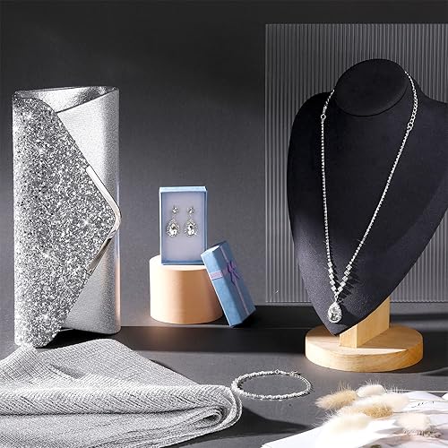 Miniatura 3 de Tiamon Juego de 5 piezas de joyas de diamantes de imitación, chales y envolturas formales para mujeres, vestidos de noche, bodas nupciales