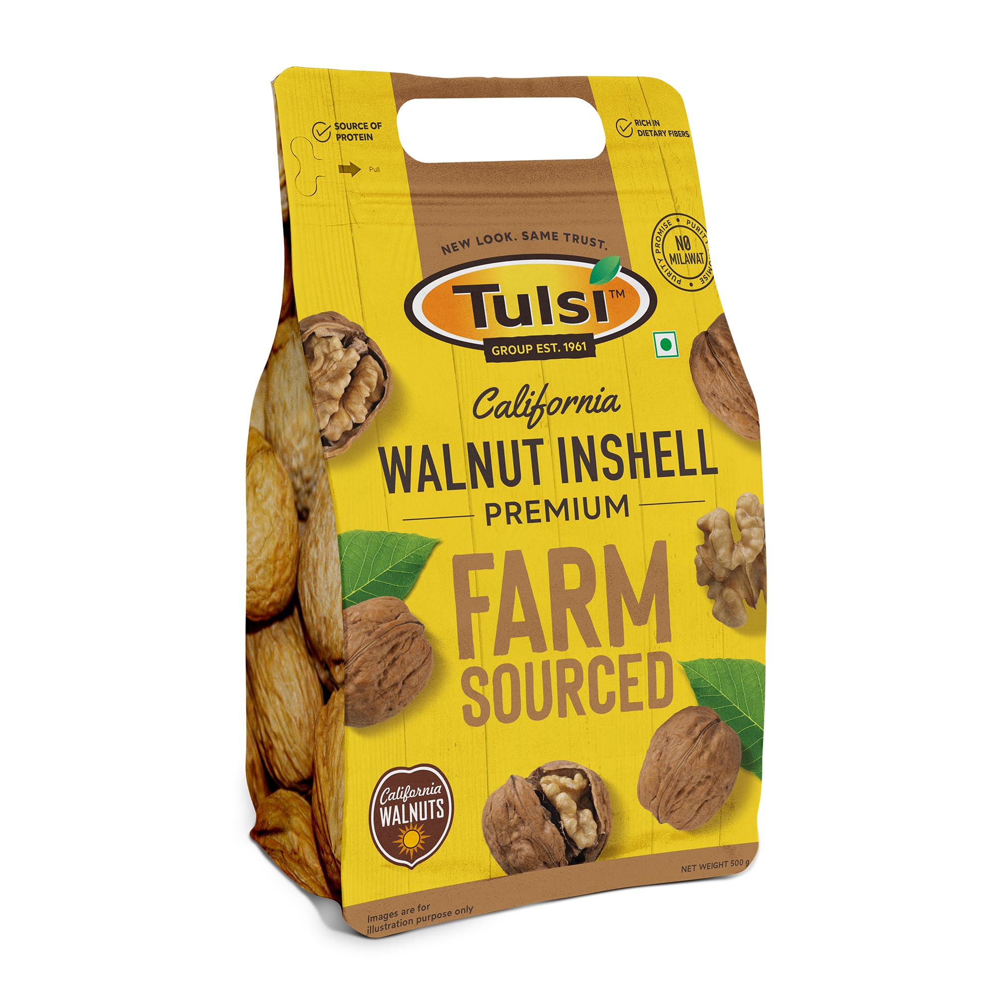 Tulsi California Walnut Inshell Premium 500g | Large Size | Inshell Walnuts Akhrot | Delicious & Crunchy Walnuts | High in Protein & Iron | High in Antioxidants | Premium Akhrot | Rich in Omega-3