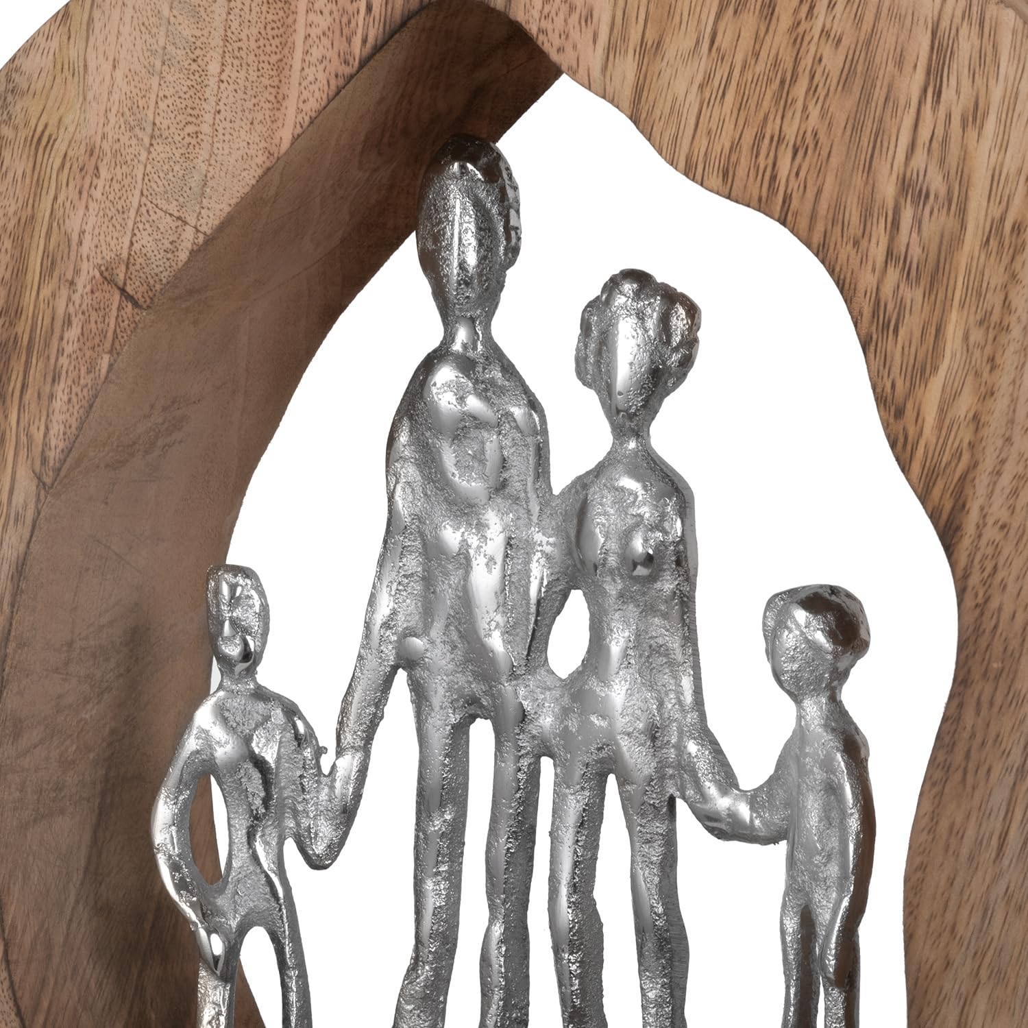 Moritz Skulptur Family Familie 4 Personen 28 cm Mangoholz – Dekofigur | Handgefertigtes Unikat aus Holz und Metall, Symbol für Geborgenheit, Geschenk zur Geburt, Hochzeit oder zum Muttertag