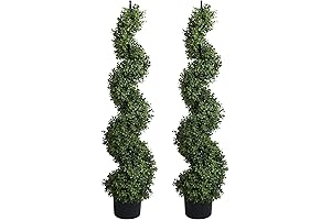 Set of 2 47' Spiral Artificial Topiaries Trees Outdoor Front Door Decor