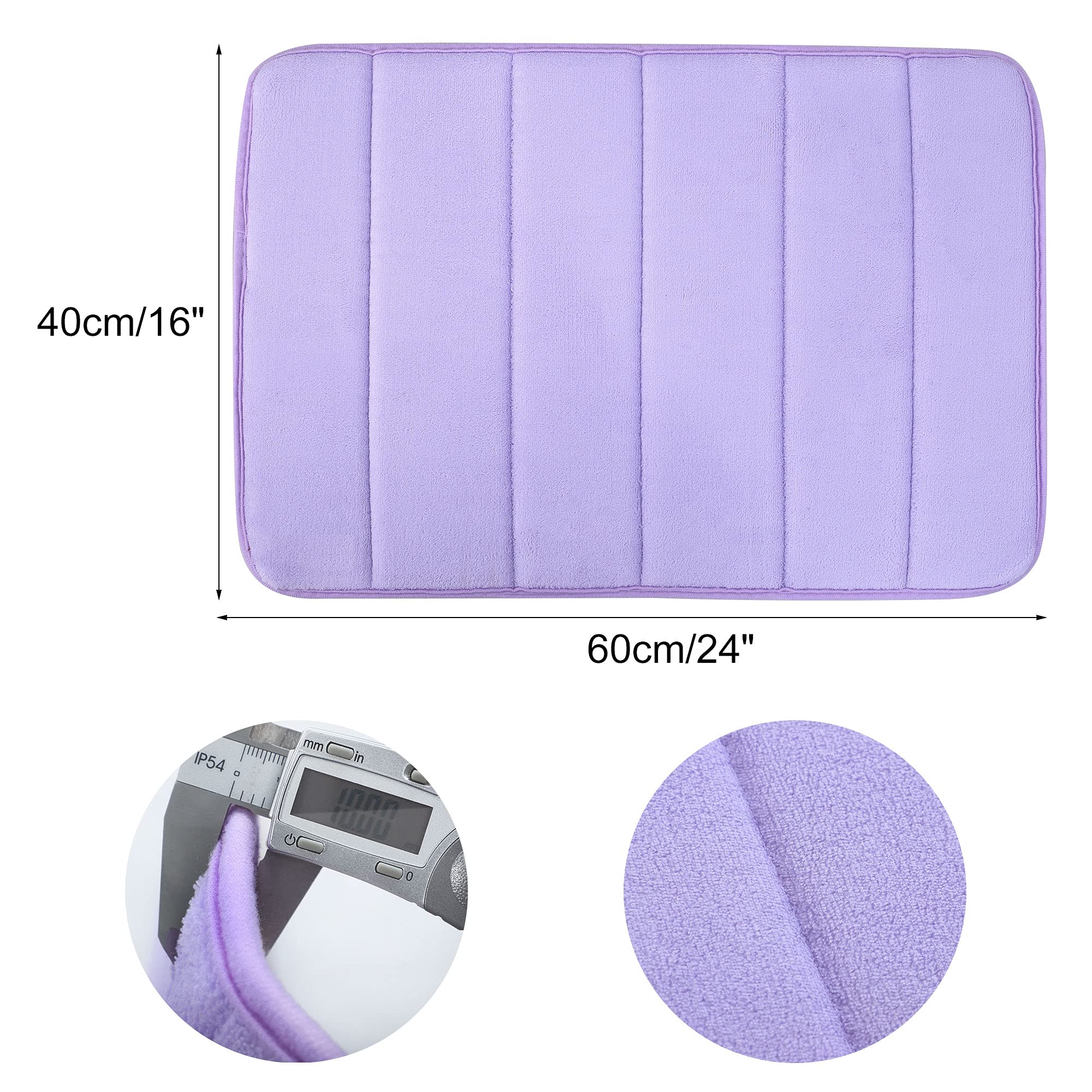 sourcing map Hogar Memoria Espuma Absorbente Baño Piso Alfombrilla Antideslizante Alfombra Ducha Alfombra Púrpura 24 x 16 Pulgadas Púrpura