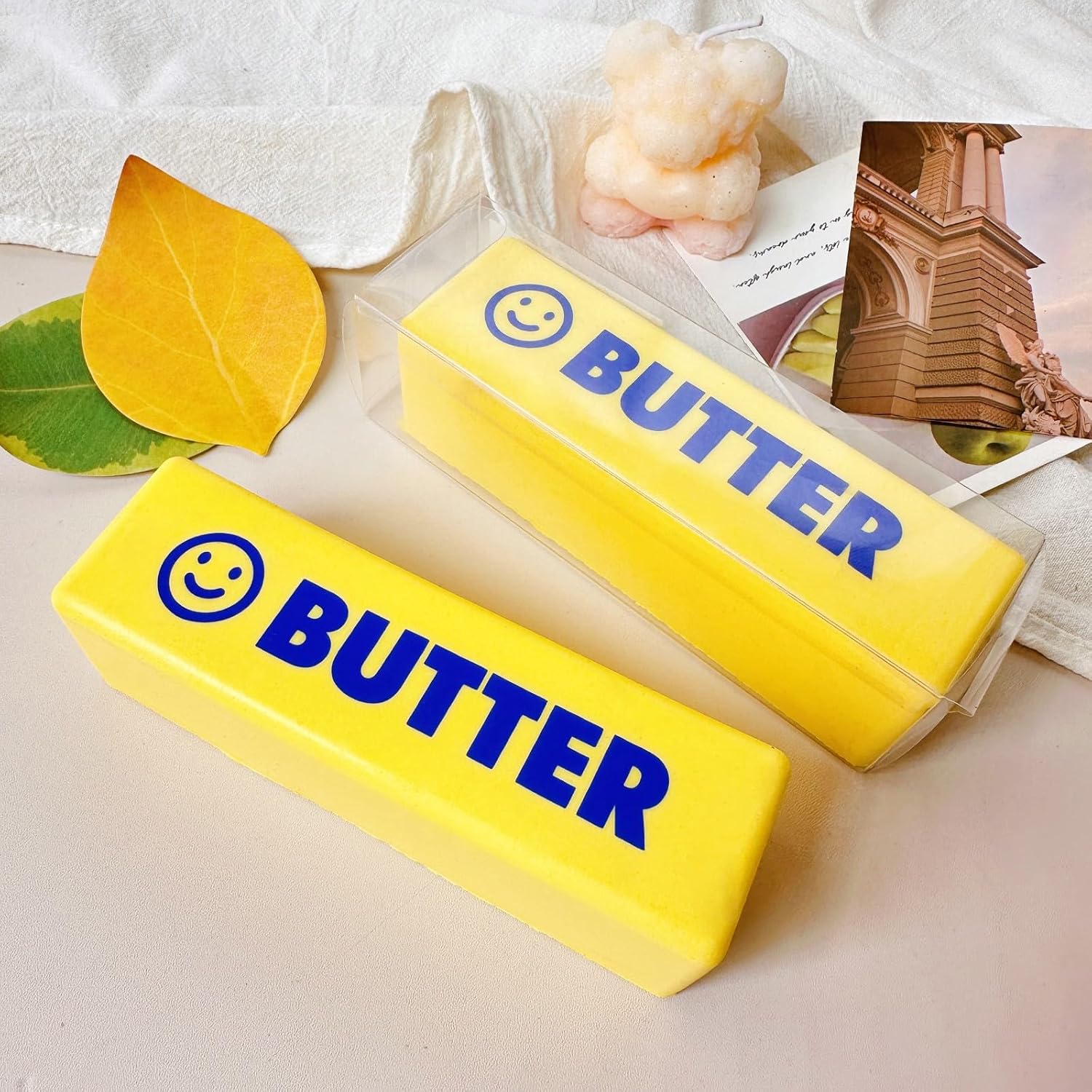 Butter Squishy,Butter Squishy Toy,Taba Squishy Slow Rising Squishy Toy, Realistic Butter Stick Stress Relief Fidget Toy, Soft PU Material Squeeze Ball for Anxiety, Office School Gift (1pc)