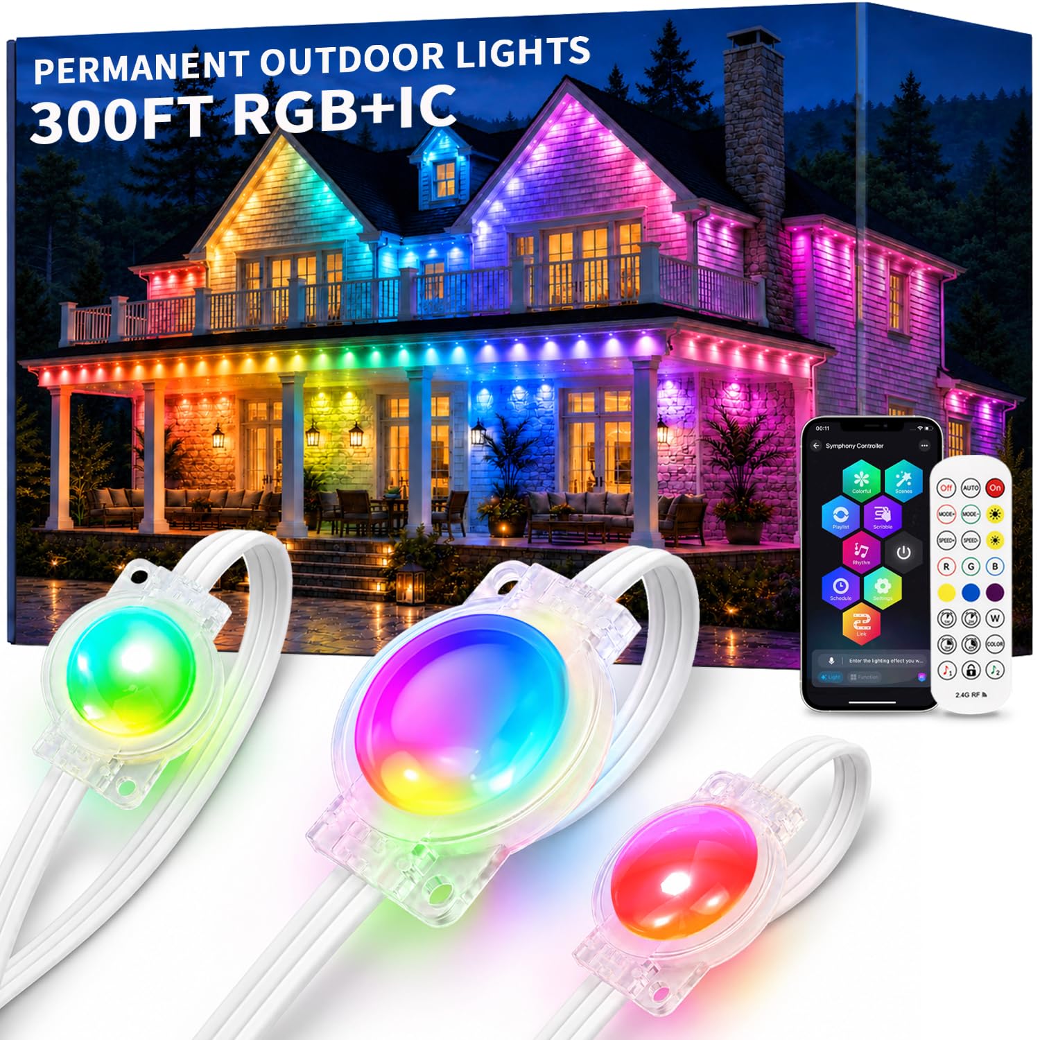 Photo 1 of YIBULAYIN 300FT RGB+IC Smart Outdoor String Lights