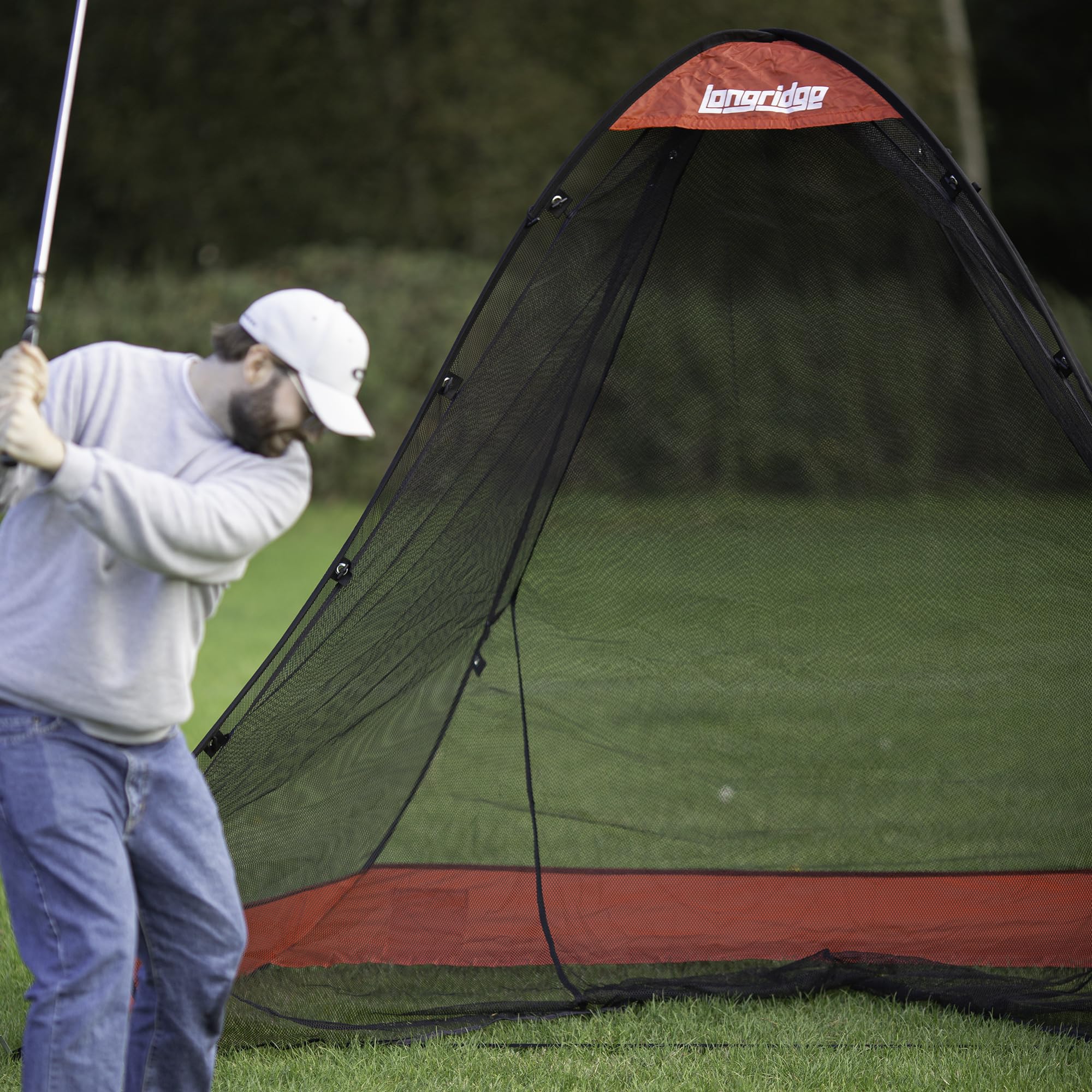 Longridge Pop Up Return Golfnetz, Schwarz/Rot