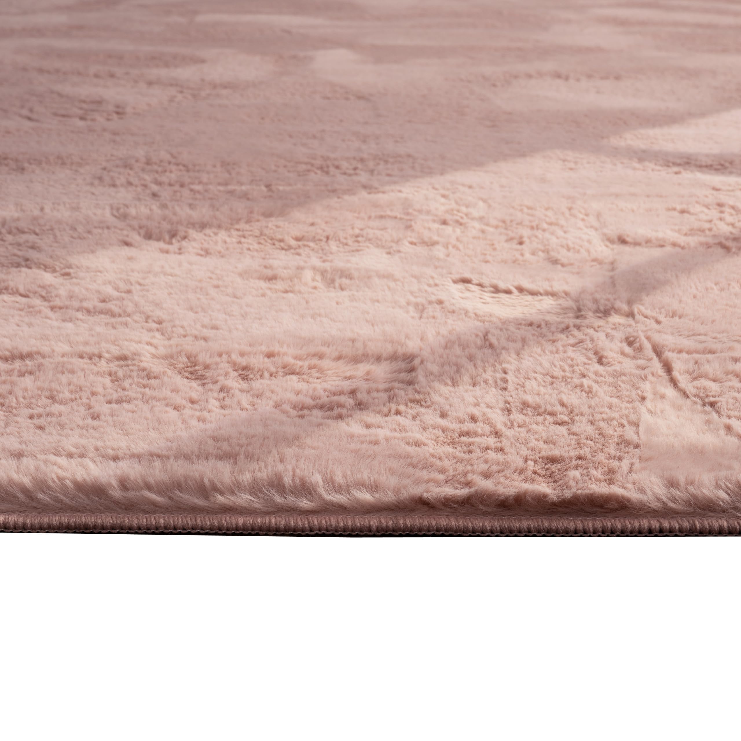 Teppich-Traum Kurzflor Teppich Modern Hasenfell-Optik Rosa 80x300 cm